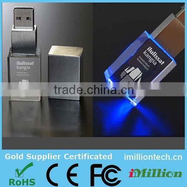 3D Crystal USB Pendrive with Laser Engraved Logo with Gift box Packing