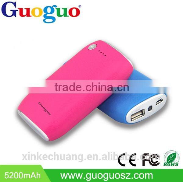 Guoguo High Quality Fast Charging colorful LED torch portable 4000mAh power bank for iphone,samsung