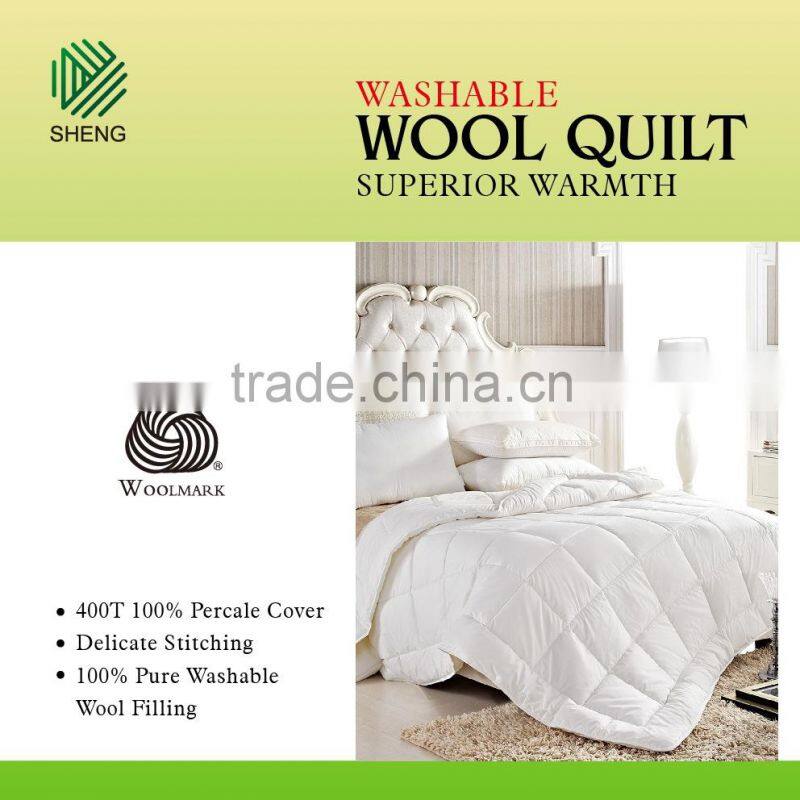 shengsheng washable fine sheep wool duvet stitched quilt in white