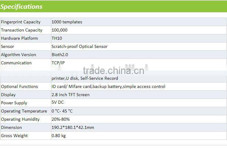 Hot sale fingerprint time attendance price of biometrics fingerprint scanner for wholesale