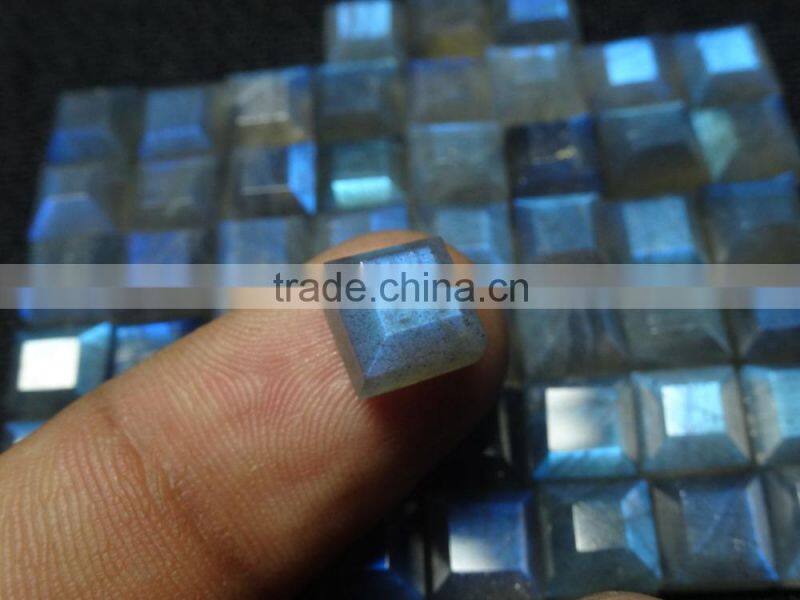 Labradorite Gemstone faceted Cushion cut with nice blue flahsy color and best polish and making