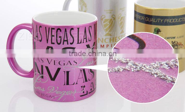 stoneware spraying ceramic mug with coating and glitter decal