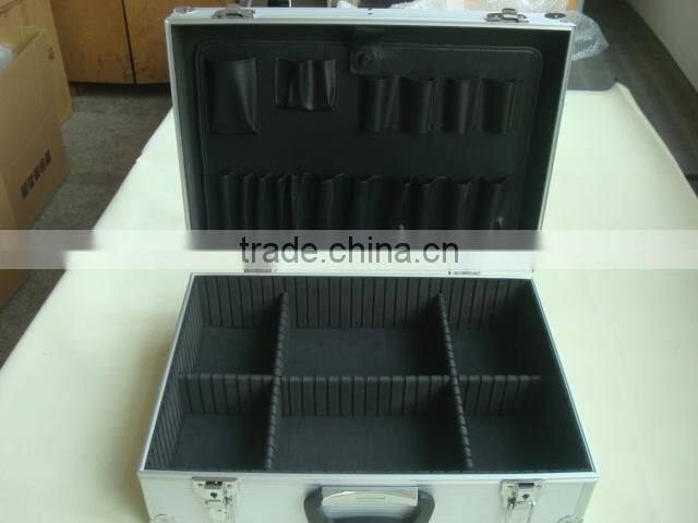 Aluminum large tool case with compartments,black aluminum barber tool case with inner tray,hard plastic tool case