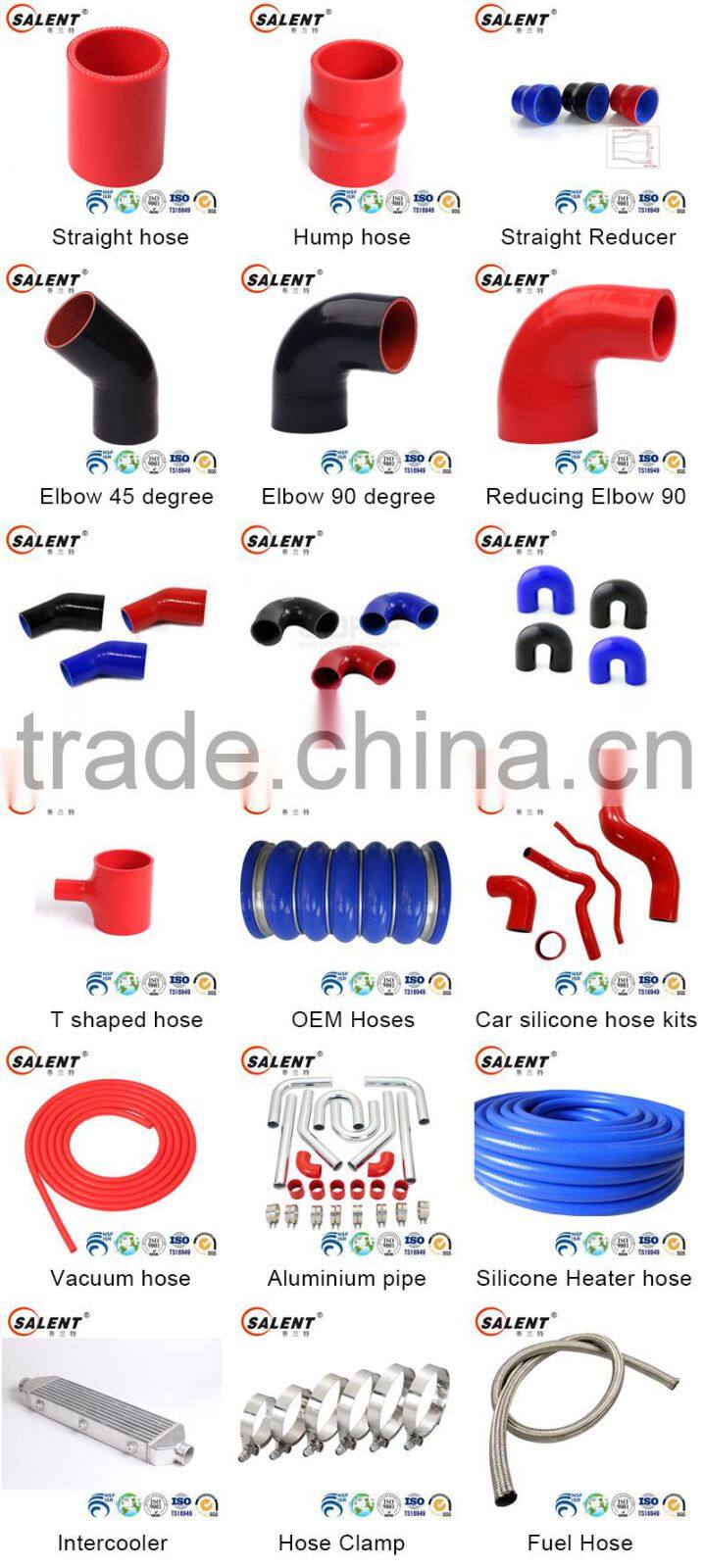 standard 54mm reinforced Red 135 degree flexible auto silicone elbow hose