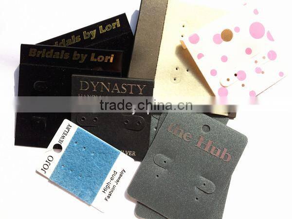 punch 2 holes silver earring card with gold logo custom