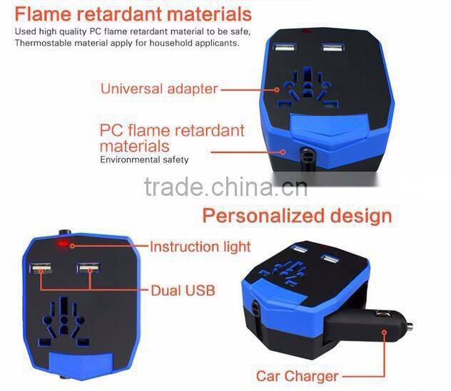 China Alibaba Hot Sale Universal Car Charger with Travel Adaptor and Wall Socket