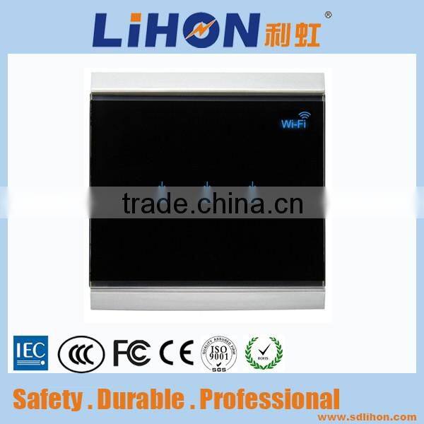 smart home 3 gangs wallpad glass cover Android and IOS phone wifi remote control switch