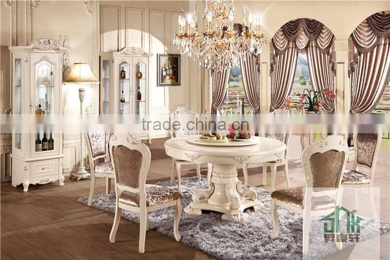 latest wood restaurant dining tables and chairs HC-01# round rotating dining table