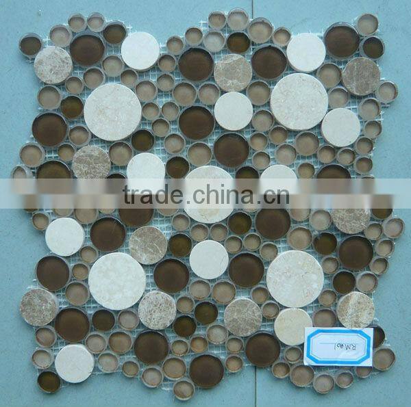 Round blue glass mosaic tile