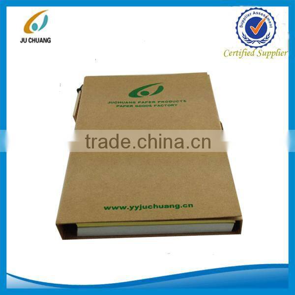 Kraft paper cover sticky notes book with pen