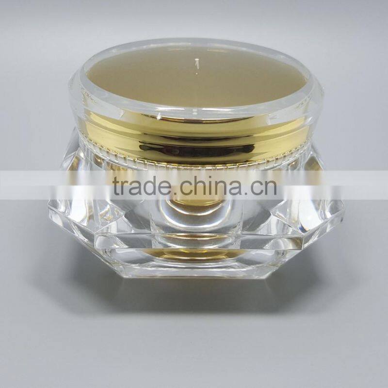 Gold color Ball Shape cosmetic cream jar acrylic jar for skin care
