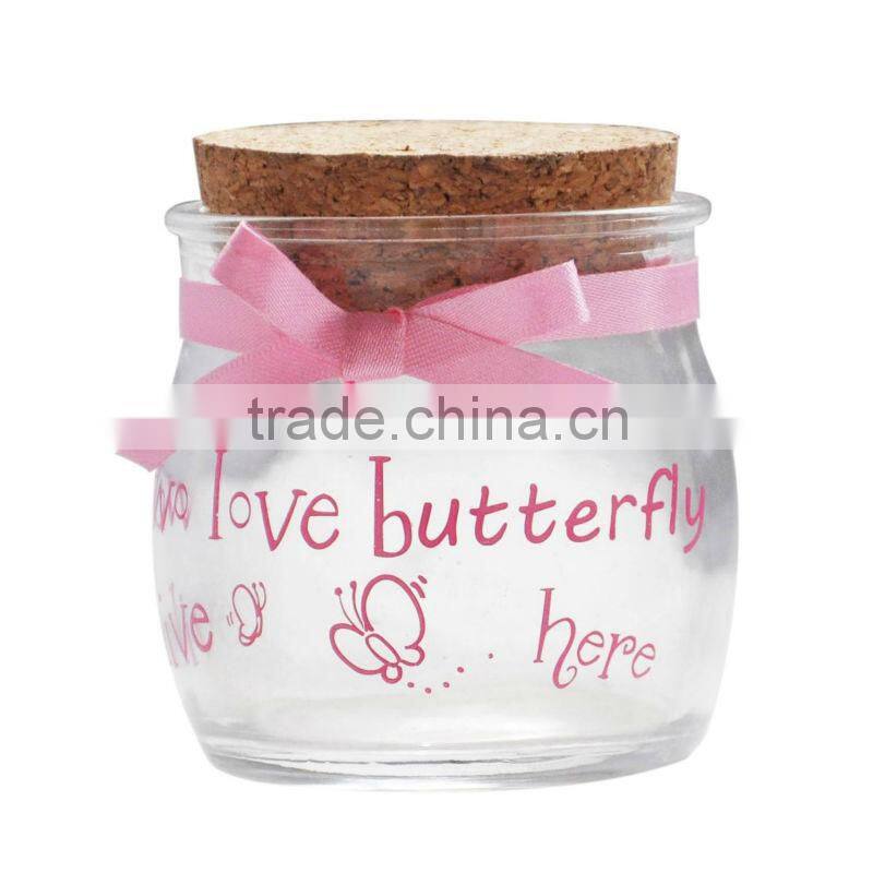 2014 Hot sale small cheap glass jar with cork stopper