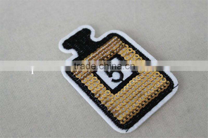 sequin material embroidery polyester hydrogel patch sew on embroidery letter patches for hat