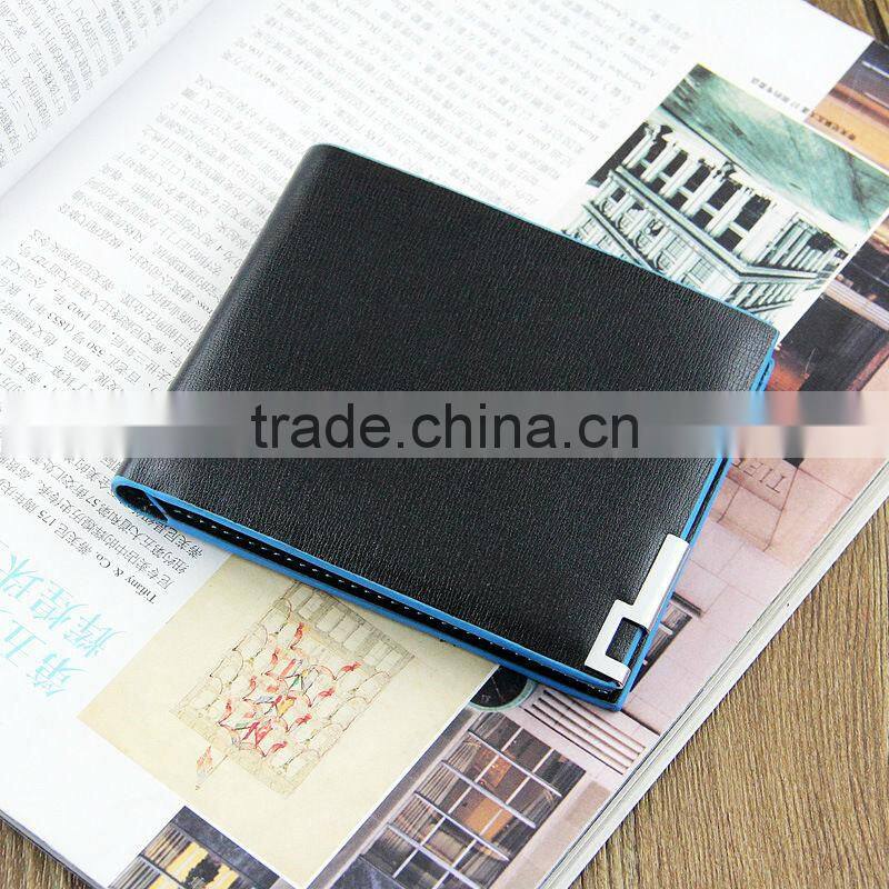 High Quality Brand Blue Edge Best Men's PU Leather Wallet Purse Credit Card Holder Bifold Wallet