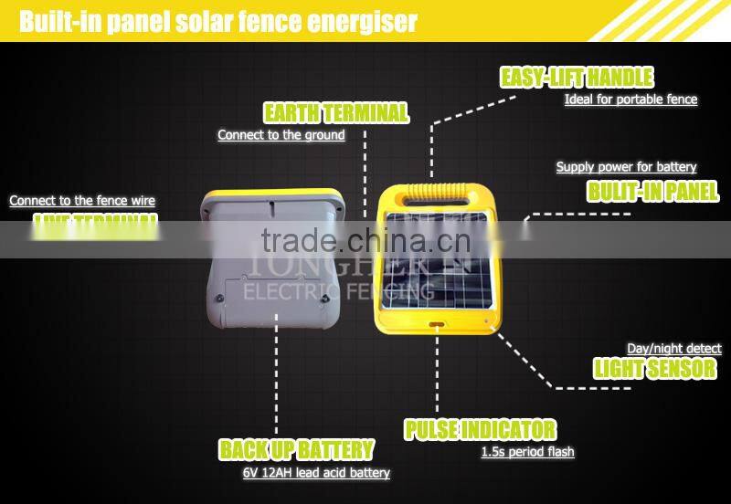 Panel built-in solar farm electric fence energizer