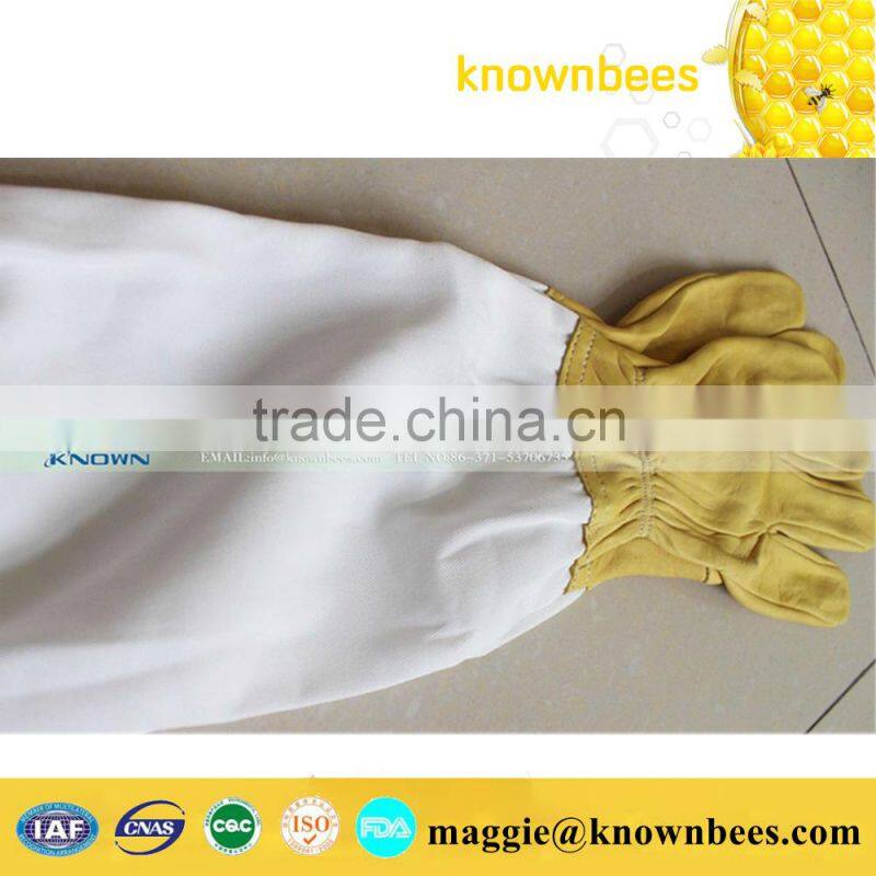Wholesale various high quality beekeeping gloves/White sheepskin & White cloth