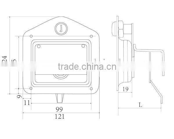Heavy Duty Truck or Trailer Toolbox Flush Mount Polished Stainless Steel Key-Locking Recessed Adjustable Locking Handle
