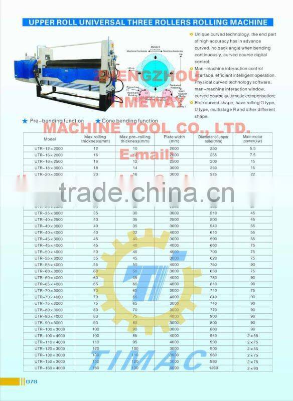 Upper Roll Universal Three Rollers Rolling Machine