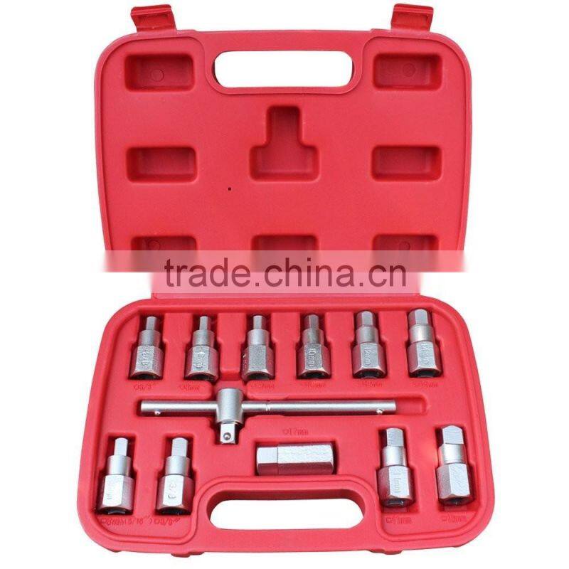 12pc Universal Drain Plug Key Set Oil Drain Plug Wrench Set