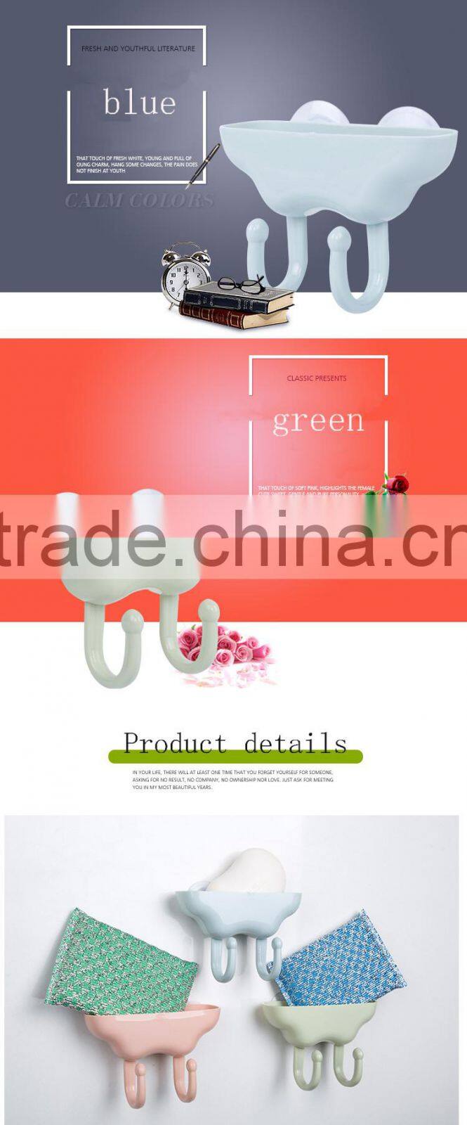 Hard Plastic Soap Dish Holder Bathroom Shower Tray With Hook Wall Suction Cup