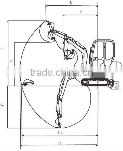 yuchai YC15-8 mini excavator/1.5 ton crawler excavator