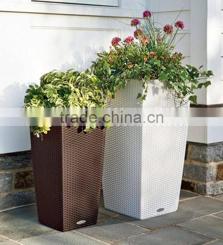 Resin rattan woven indoor decorative tall japanese planters