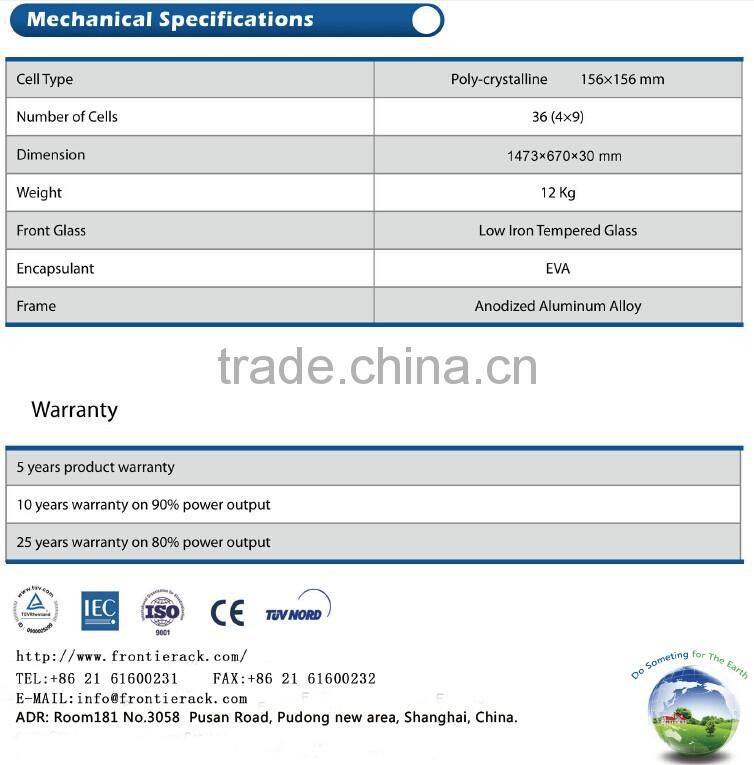 solar panel shanghai 140w sun power polycrystalline solar panel