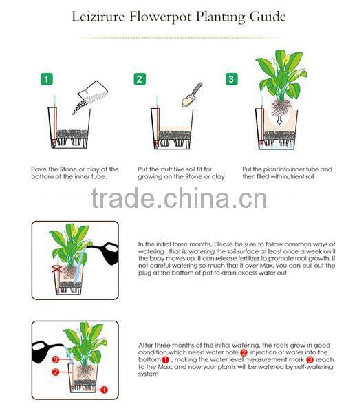 pp tall self-water tall plastic flower vases