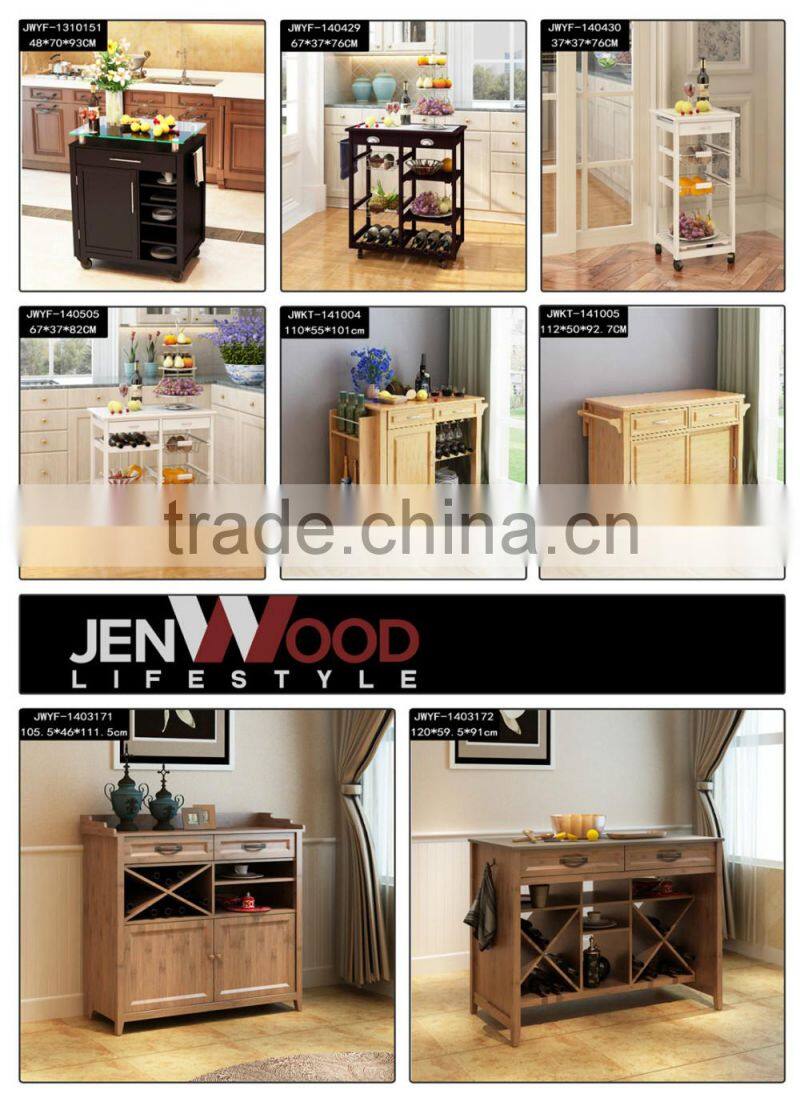 natural finish E1 MDF with drawer wooden serving trolley