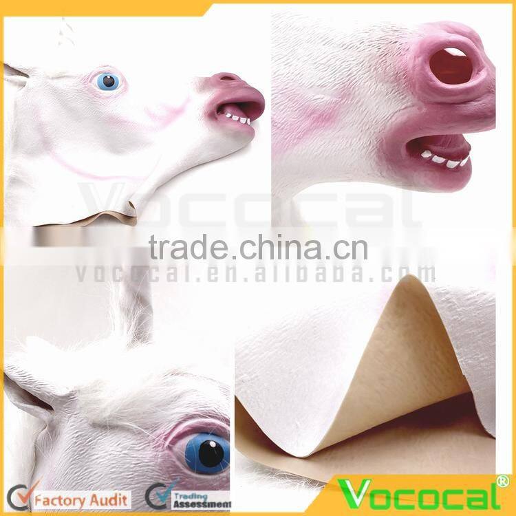 White Rubber Unicorn Cosplay Halloween Mask for Masquerade Carnival Halloween Costume