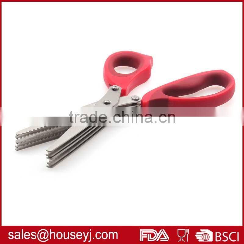 Hot sale stainless steel 5 layer blades kitchen herb scissors with soft grip handle