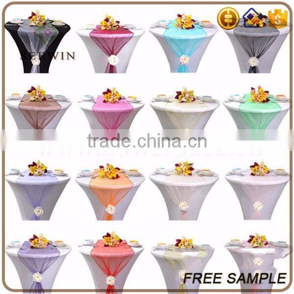 best selling organza fabric square size soft blue table runner