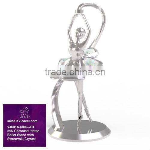 Chromed Plated Dancing Ballet Figurines with Swarovski Crystals