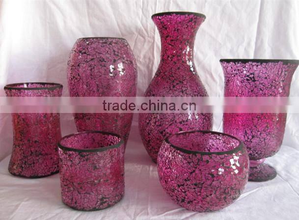 New European Classic Mosaic Crackle Home Ornamental Wedding Glass Vase