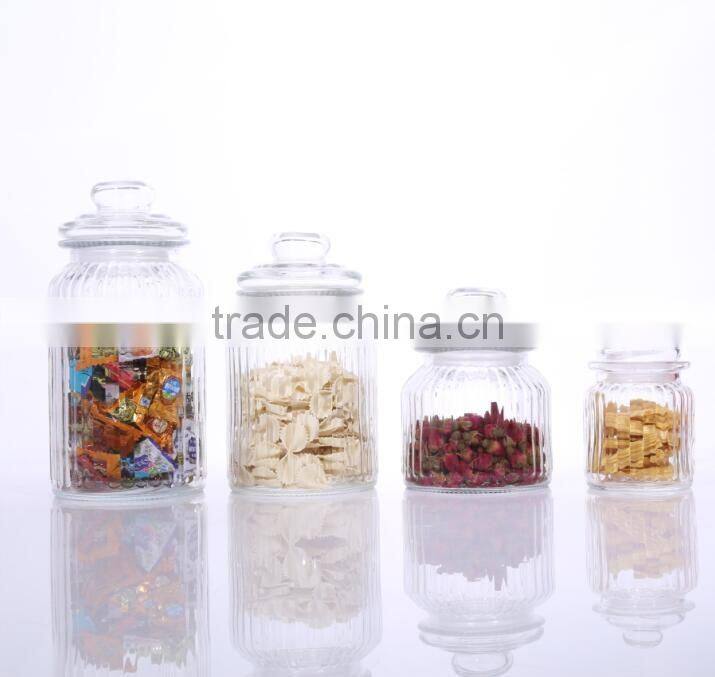 Set 4 Clear Airtight Glass Storage Canisters with Glass Dome Lid