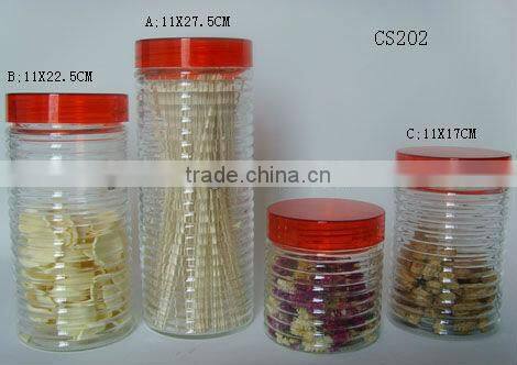 clear food storage glass jar with plastic handle lids
