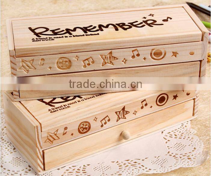 big capacity children double drawer pencil-box