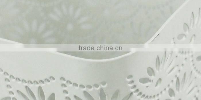 Metal Hollow Flower Design Office Supplies Waste Basket