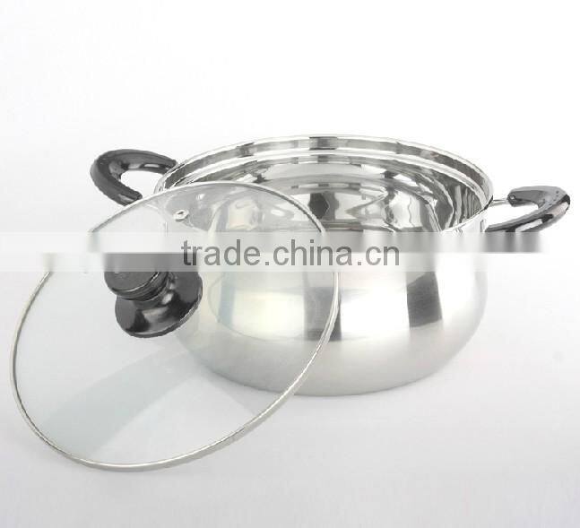 Stainless steel kitchen casserole with bakelite handle