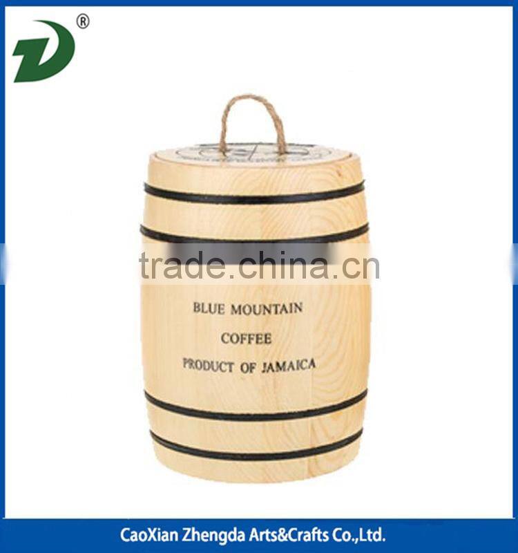 Small Size Pine Wood Coffee Beans Barrel