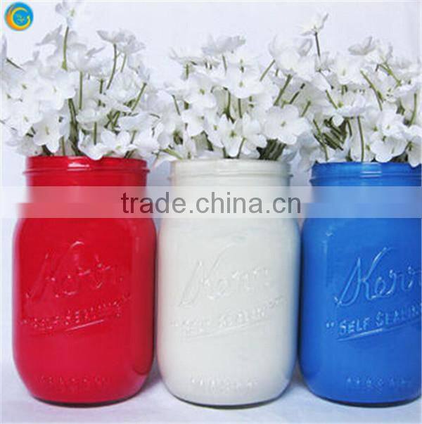 Pink and Purple Painted Mason Jar