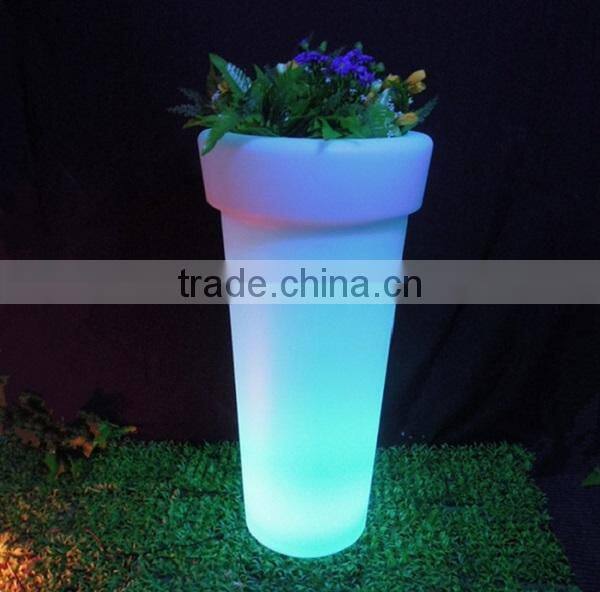 Plastic white PE illuminated outdoor furniture, illuminated led flower pot, glowing led ice bucket