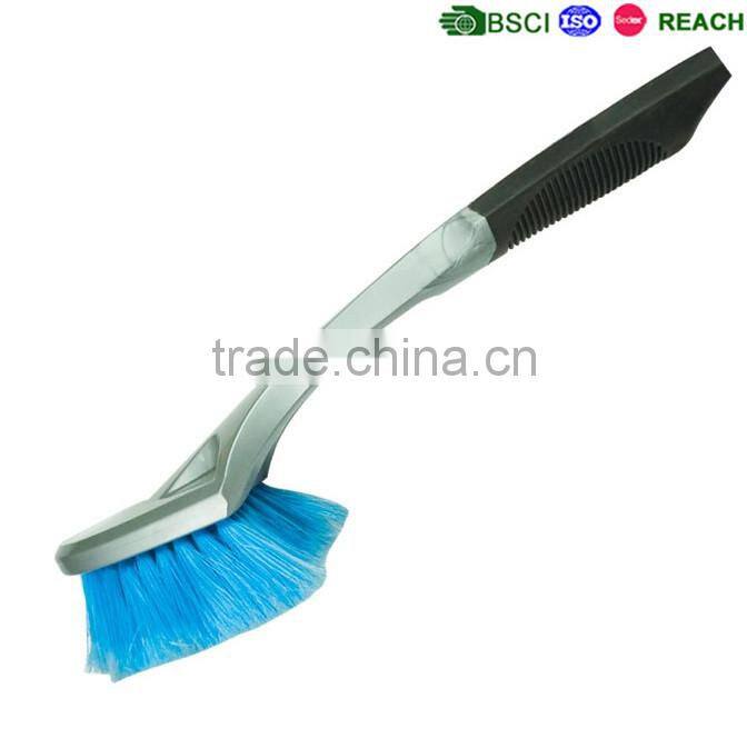 Extendable water flow through car wash brush, long handled floor cleaning brush