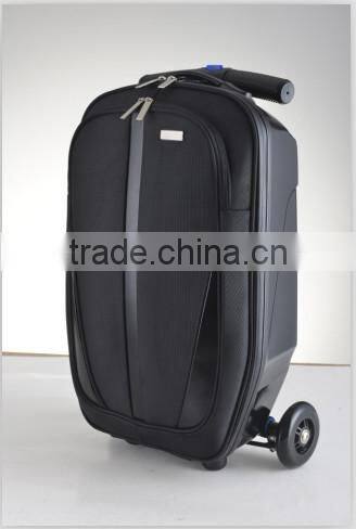 High end PC+EVA Leather light colors trolley luggage scooter