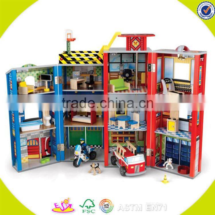 Wholesale top quality wooden fire station toy hot kids wooden fire station toy creative wooden fire station toy W06A049
