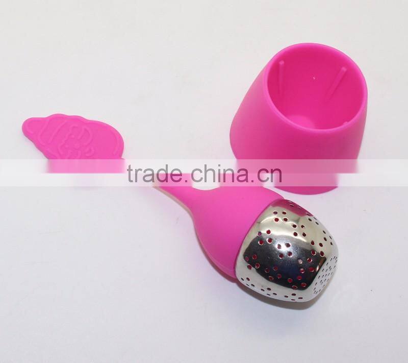 Food Grade silicone loose leaf tea infuser,silicone tea filter,silicone tea strainer with stainless steel ball