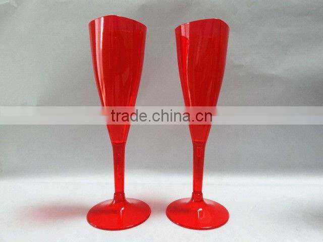 2014 valentine's day loving heart Disposable plastic champagne glasses/plastic ps goblet set for valentine's day
