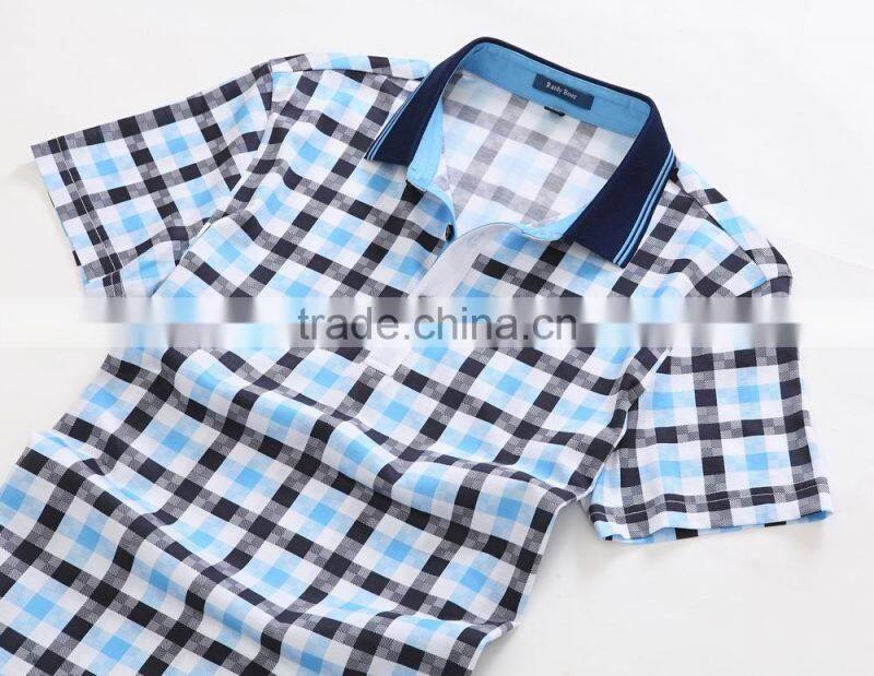 Raidyboer Men's knit polo t shirt 100%cotton with check Raidyboer