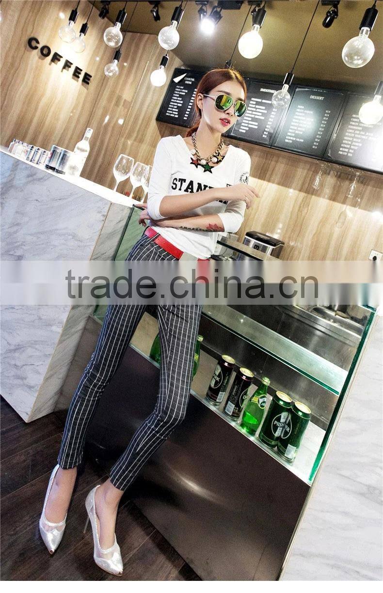 slimming black and white vertical striped pants