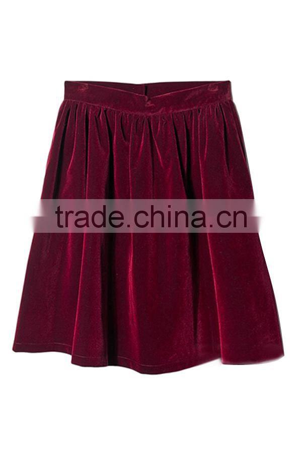 OEM Service High Quality Pleated Red Velvet Skirt